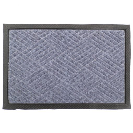 Gumis textil lábtörlő 40x60 cm - Világosszürke színben rácsos mintával