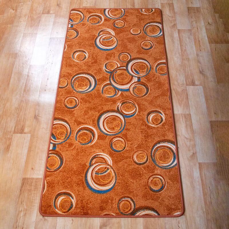 Szegett szőnyeg 70x150 cm - Narancssárga színben kör mintával
