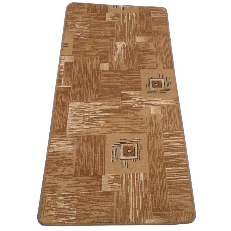 Szegett szőnyeg 100x200 cm – Barna színben kockás mintával