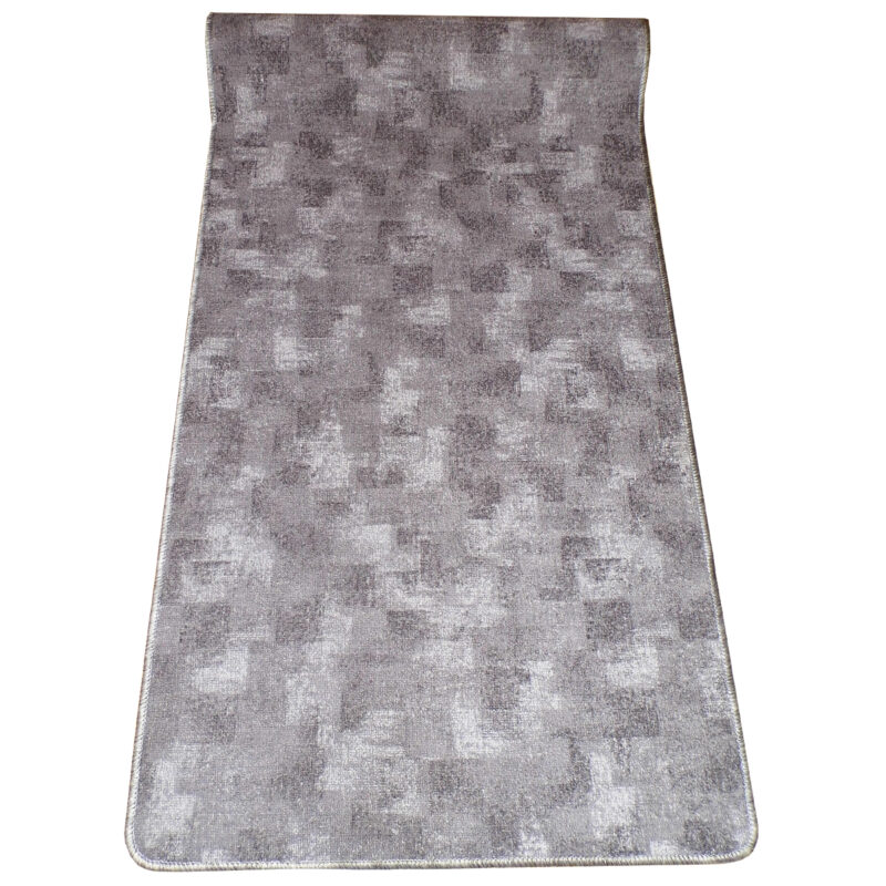 Szegett szőnyeg 70x300 cm - Szürke színben kockás mintával