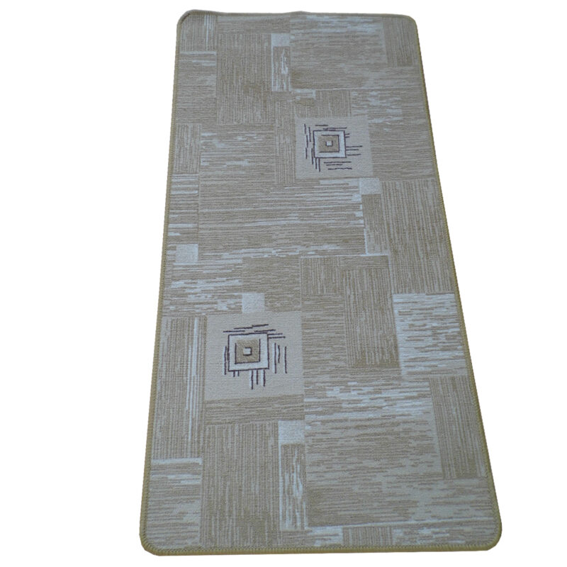 Szegett szőnyeg 60x120 cm - Világosbarna színebn kockás mintával