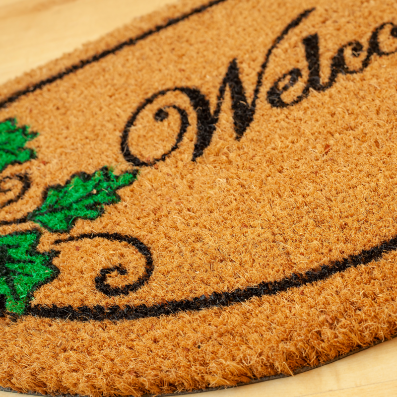 Festett kókusz félkör lábtörlő 40x60 cm – Welcome tölgy mintával - Image 2