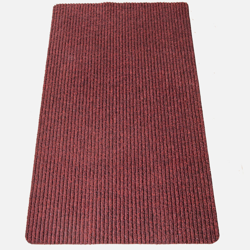 Gumis filc lábtörlő 70×120 cm – Bordó színben bordázott mintával - szürke