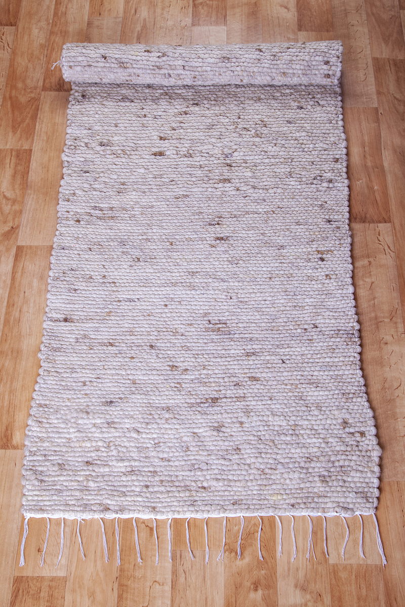 Gyapjú szőnyeg 70×200 cm – Natúr színben barna melírozással