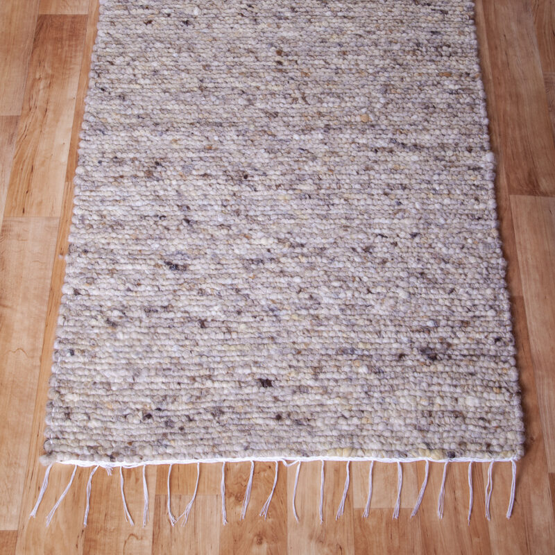 Gyapjú szőnyeg 70×200 cm – Világos beige színben barna melírozással - közeli