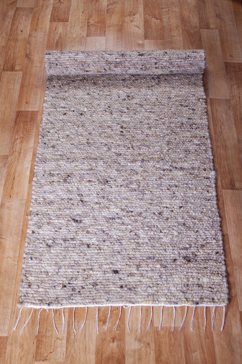 Gyapjú szőnyeg 70×200 cm – Világos beige színben barna melírozással
