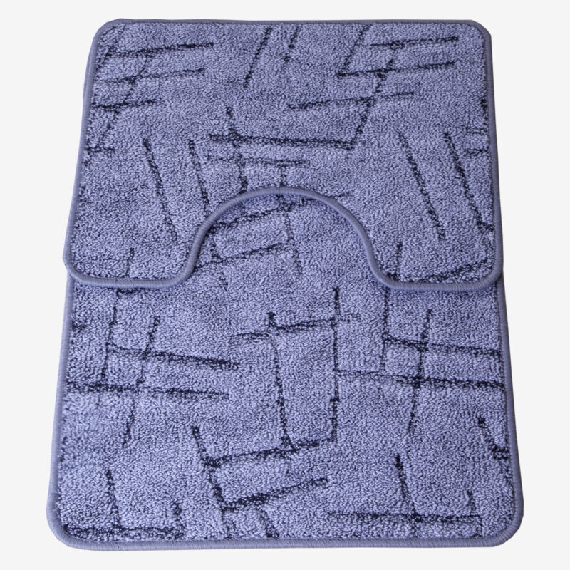 2 részes fürdőszoba szőnyeg - Szürke színben vonal mintával - teljes