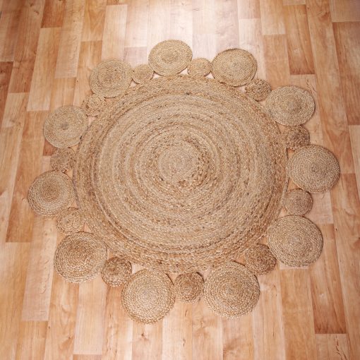 Kör alakú juta szőnyeg 120 cm - Kis kör mintával