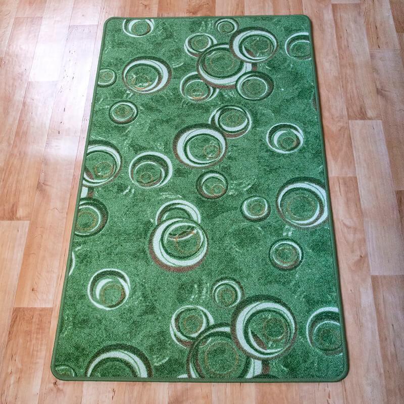 Szegett szőnyeg 70x120 cm - Zöld színben kör mintával