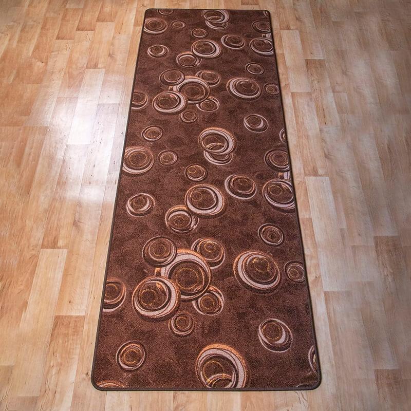 Szegett szőnyeg - 70x200 cm - Barna színben kör mintával