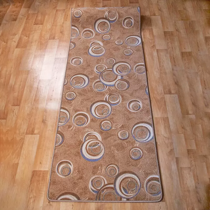 Szegett szőnyeg 70x250 cm - Beige színben kör mintával