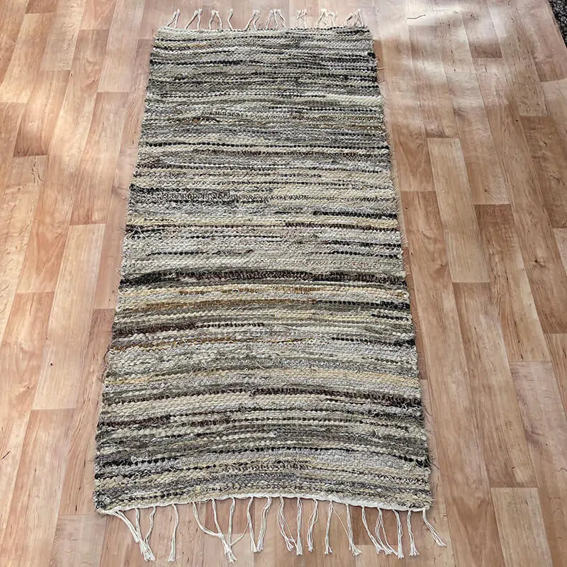 Barna-beige rongyszőnyeg 70x200 cm