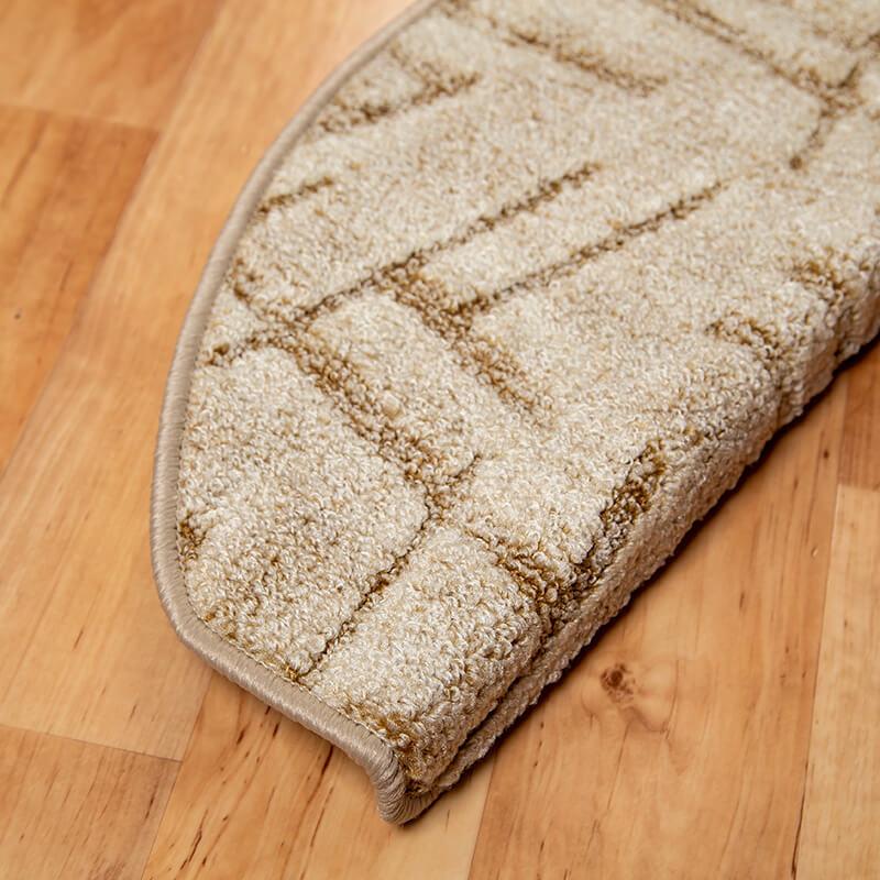 Lépcsőszőnyeg 65x24 cm - Beige színben vonal mintával-sarok