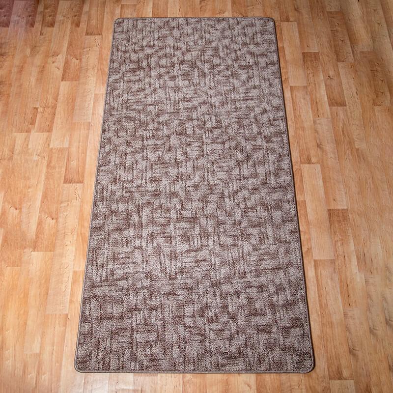 Szegett szőnyeg 100x400 cm – Barna színben nyomott vonalas mintával